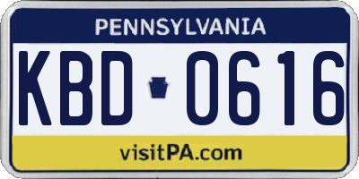 PA license plate KBD0616