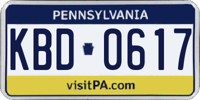 PA license plate KBD0617
