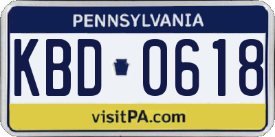 PA license plate KBD0618