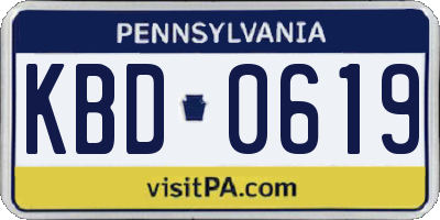 PA license plate KBD0619