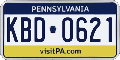 PA license plate KBD0621