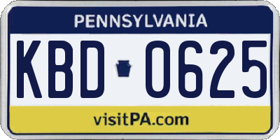 PA license plate KBD0625