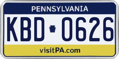 PA license plate KBD0626