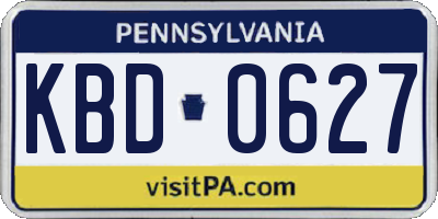 PA license plate KBD0627