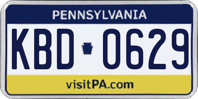 PA license plate KBD0629