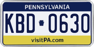 PA license plate KBD0630