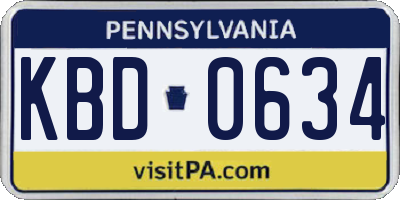 PA license plate KBD0634