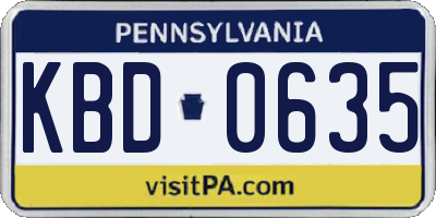 PA license plate KBD0635