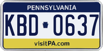 PA license plate KBD0637