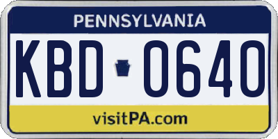 PA license plate KBD0640