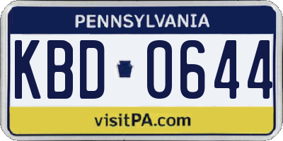 PA license plate KBD0644