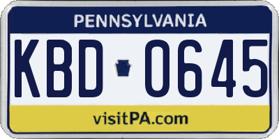 PA license plate KBD0645