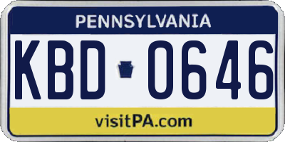 PA license plate KBD0646