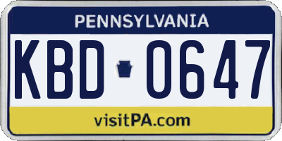PA license plate KBD0647