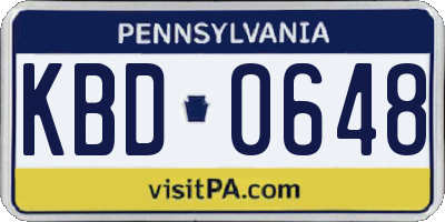 PA license plate KBD0648