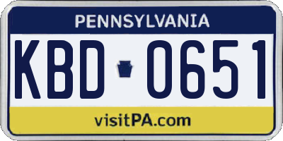 PA license plate KBD0651