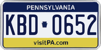PA license plate KBD0652