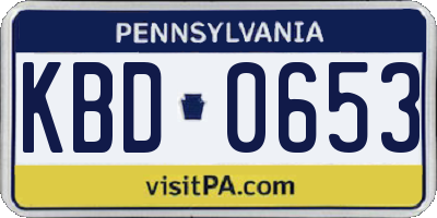 PA license plate KBD0653