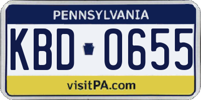PA license plate KBD0655