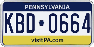 PA license plate KBD0664