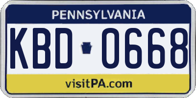 PA license plate KBD0668