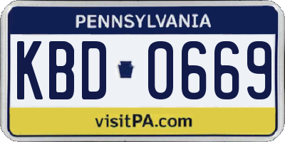 PA license plate KBD0669