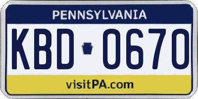 PA license plate KBD0670