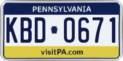PA license plate KBD0671