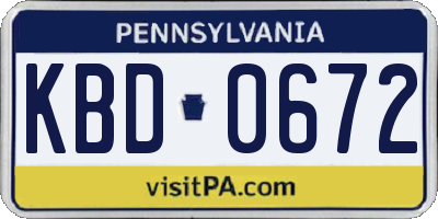 PA license plate KBD0672