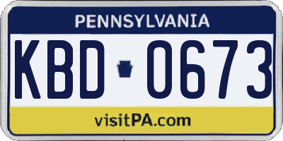 PA license plate KBD0673