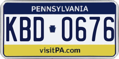 PA license plate KBD0676