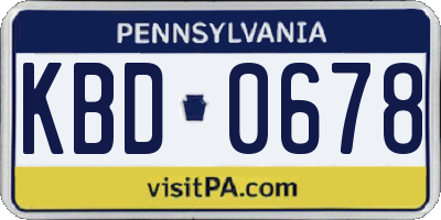 PA license plate KBD0678