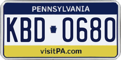 PA license plate KBD0680