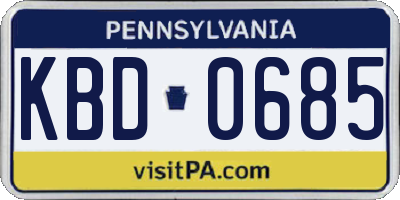 PA license plate KBD0685