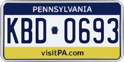 PA license plate KBD0693