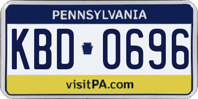 PA license plate KBD0696