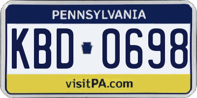 PA license plate KBD0698