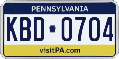PA license plate KBD0704