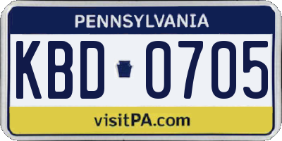 PA license plate KBD0705