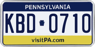 PA license plate KBD0710