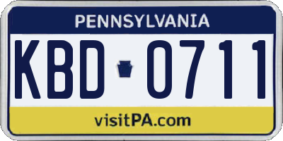 PA license plate KBD0711