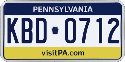 PA license plate KBD0712