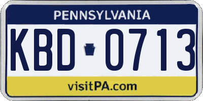 PA license plate KBD0713