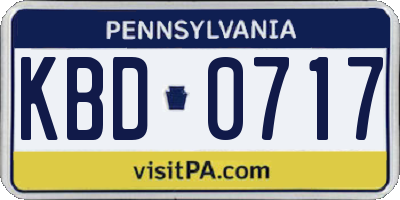 PA license plate KBD0717