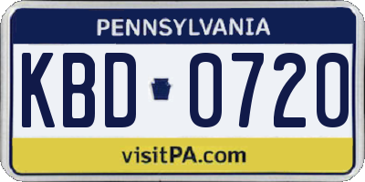PA license plate KBD0720