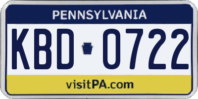PA license plate KBD0722