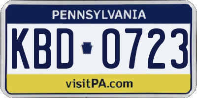 PA license plate KBD0723