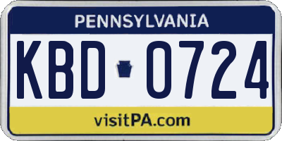 PA license plate KBD0724