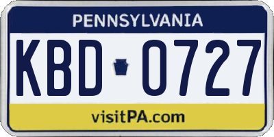 PA license plate KBD0727