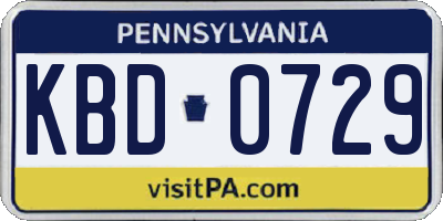 PA license plate KBD0729